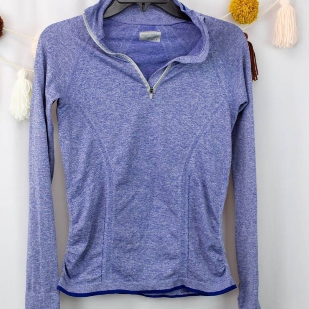 Athleta Fastest Track Half-Zip Long Sleeve Jacket Top heathered lilac purple Med